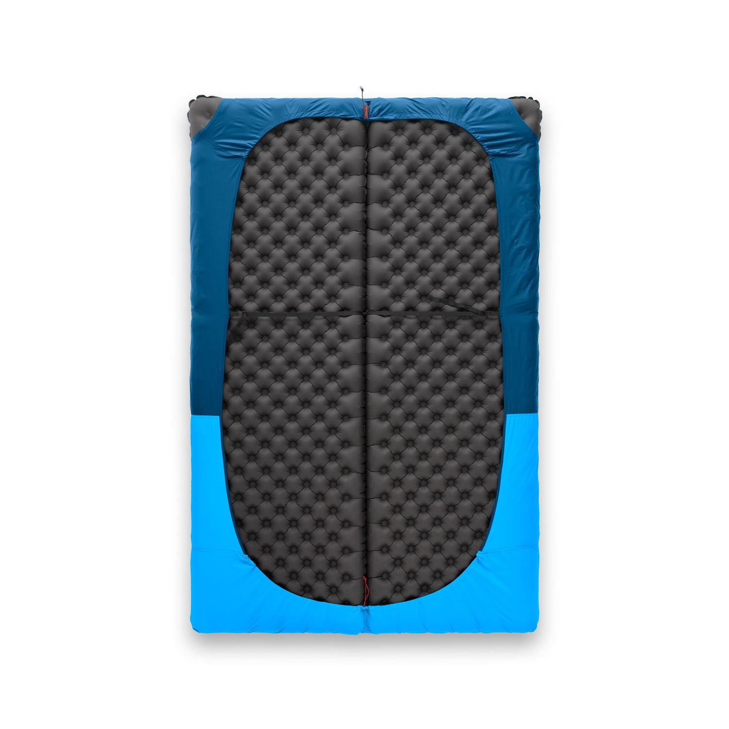 Zenbivy double sheet shown securing two single mattresses side by side, connected with attachment points.