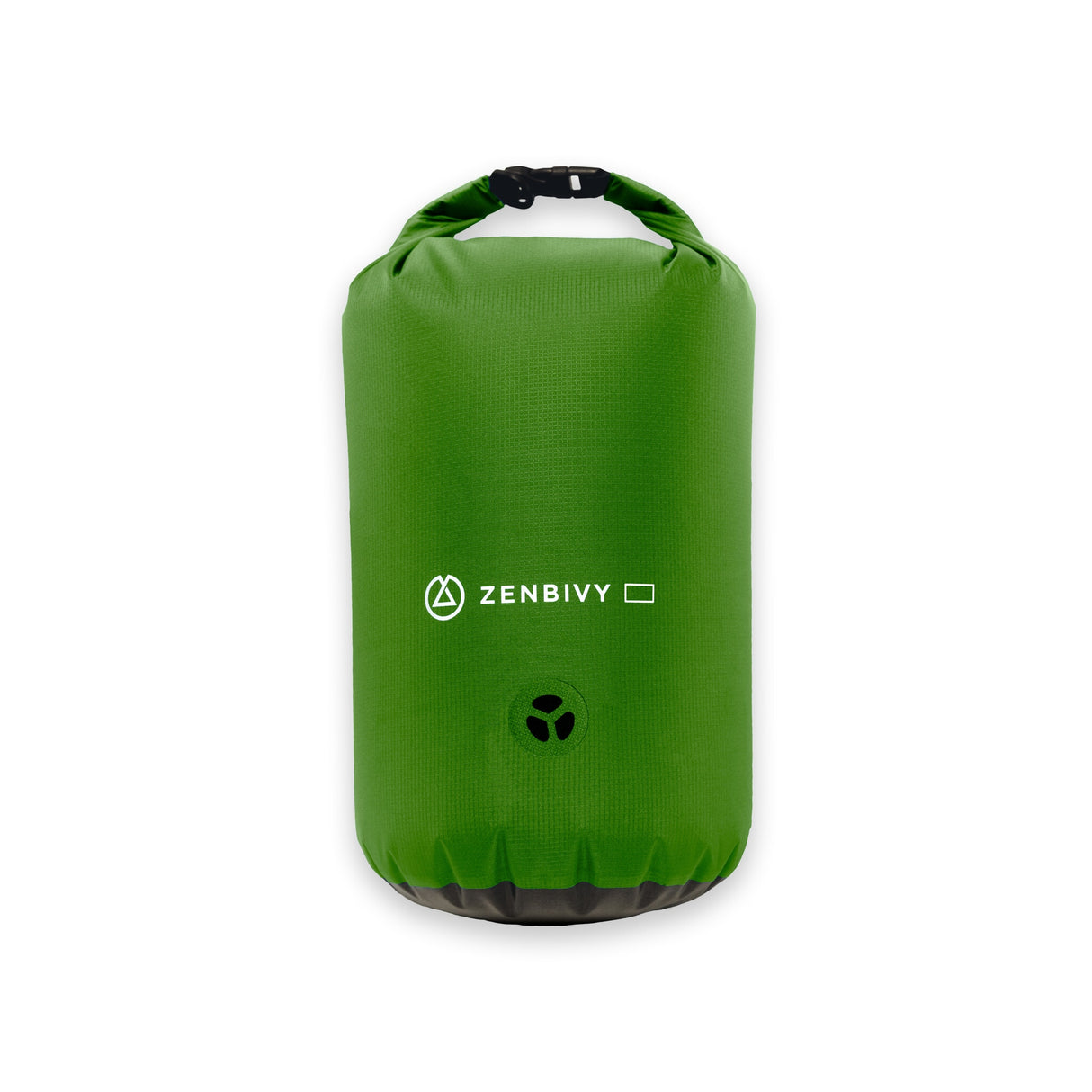 A green Zenbivy dry sack with a brand logo on the side.