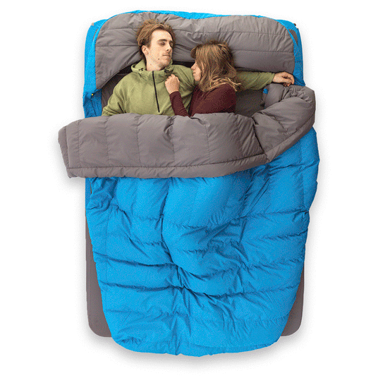 GIF of couple in Zenbivy Double Bed sleeping in different positions to show versatility and home-like comfort of Zenbivy Double Bed.
